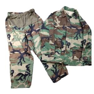 Vintage BDU Military MATERNITY PANTS & SHIRT SET SZ 16R WOODLAND Combat Camo Y2K